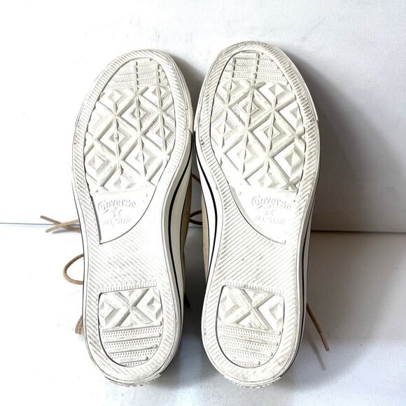 Converse All Star Hi-Top Classic Beige Leather Sneaker Womens Sz 8 Lace Up Shoes - Picture 11 of 11